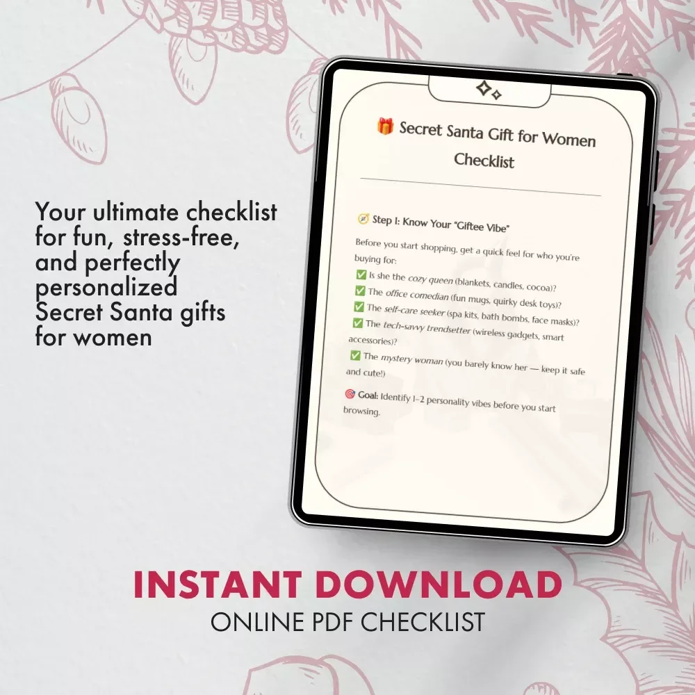 Secret Santa Gift for Women Checklist | Ultimate Digital Download for Easy, Fun & Thoughtful Holiday Gifting | Perfect for Finding Good Secret Santa Gifts for Women