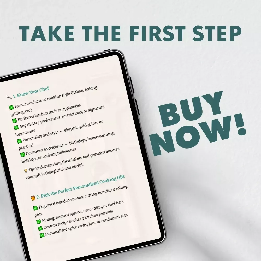 Cooking Gifts That Delight Every Chef | Printable Personalized Cooking Gifts Checklist | Digital Download Gift Guide for Food Lovers