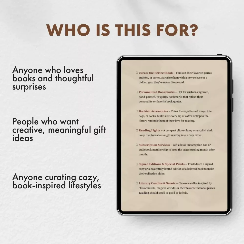 The Book Lover’s Wishlist | Digital Download Guide for Readers | eBook Gift Ideas, Bookish Accessories, Reading Nook Essentials & Literary Gifts Inspiration