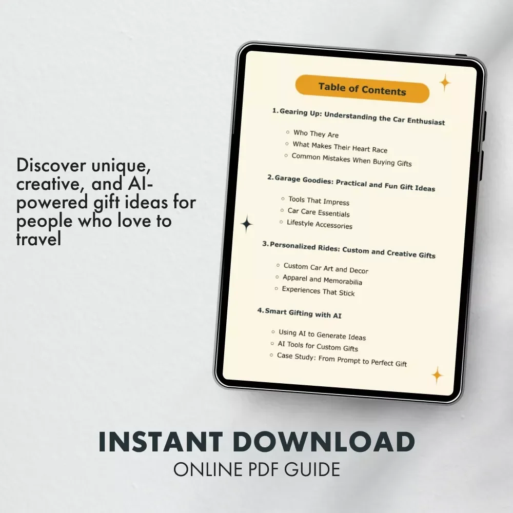 Finding the Perfect Gift for a Car Person | Ultimate Digital Guide for Auto Enthusiasts, Gearheads & Car Lovers | Gift Ideas, eBook, Checklist & AI Tools