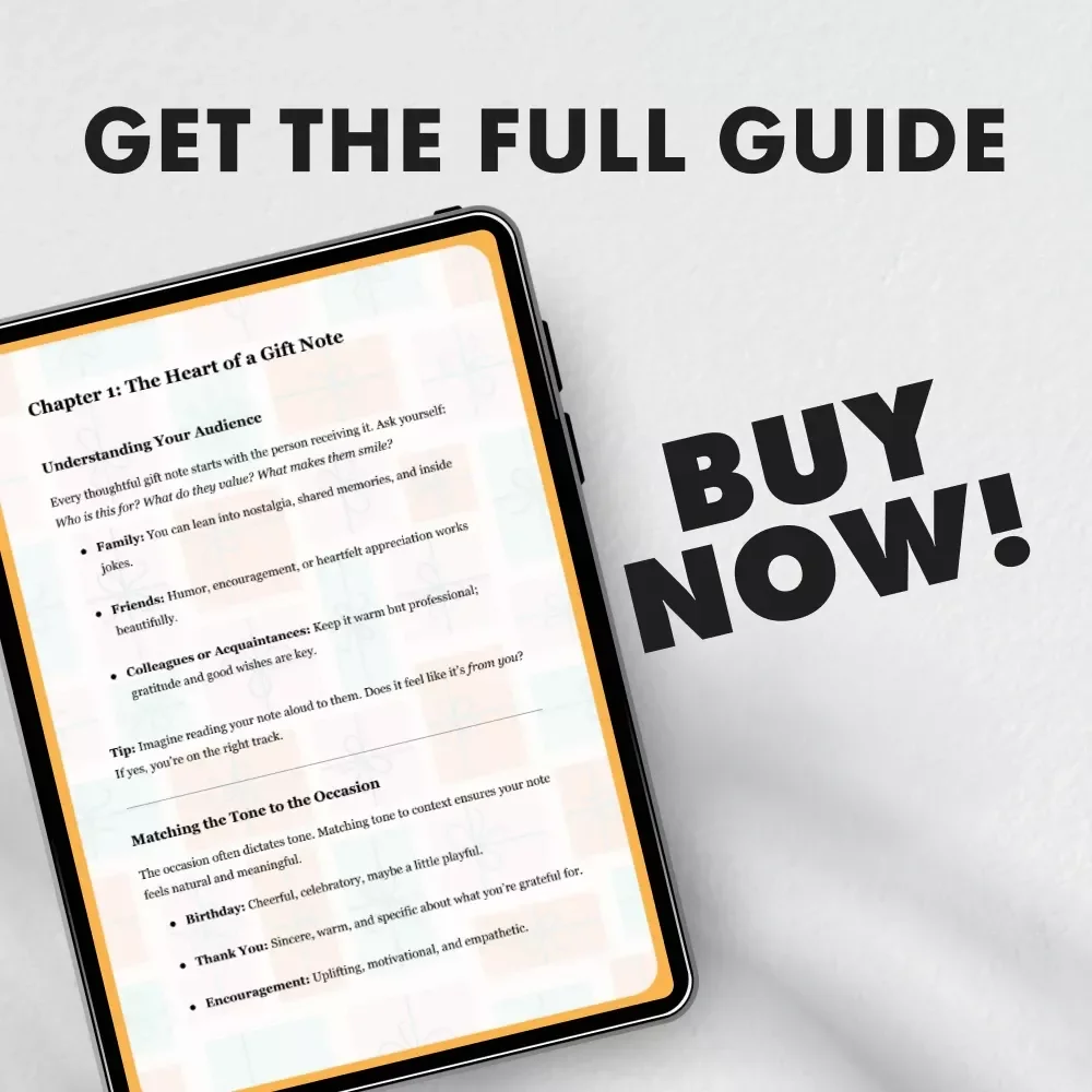 A Friendly Guide to Thoughtful Gift Messages | How to Write Thoughtful Gift Notes eBook for Heartfelt Occasions | Digital Download for Personalized Gift Messages, Gratitude Notes & Special Moments