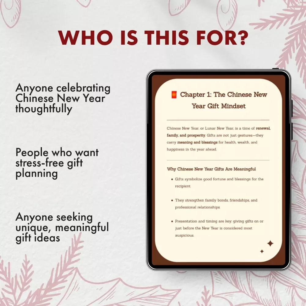 Guide to Chinese New Year Gifts | Digital Download eBook | Ultimate Chinese New Year Gift Ideas & Etiquette Guide for Families, Friends & Colleagues | Lunar New Year Gift Planning Checklist