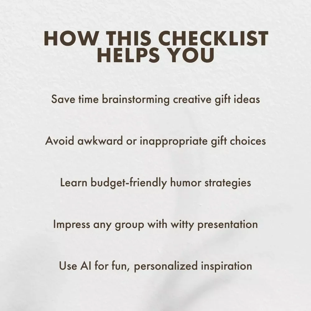 How to Pick the Perfect Funny White Elephant Gift | Printable Holiday Checklist for Funny White Elephant Gifts | Digital Download Party Gift Planner