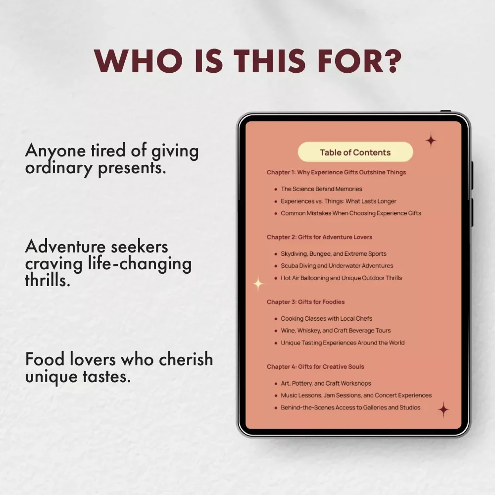 10 Gifts That Create Unforgettable Experiences | Top 10 Experience Gifts eBook | Unique Gift Ideas for Every Personality | Digital Download Guide for Meaningful, Memory-Making Presents
