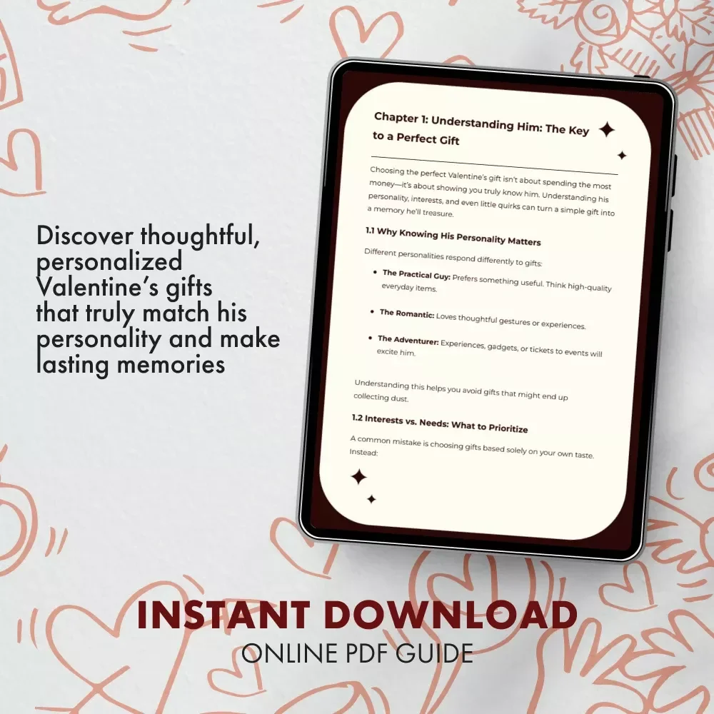 Heartfelt Choices: The Ultimate Valentine’s Gift Guide for Him | Digital eBook | Romantic valentines gift for him ideas | Personalized & Creative Gift Inspiration