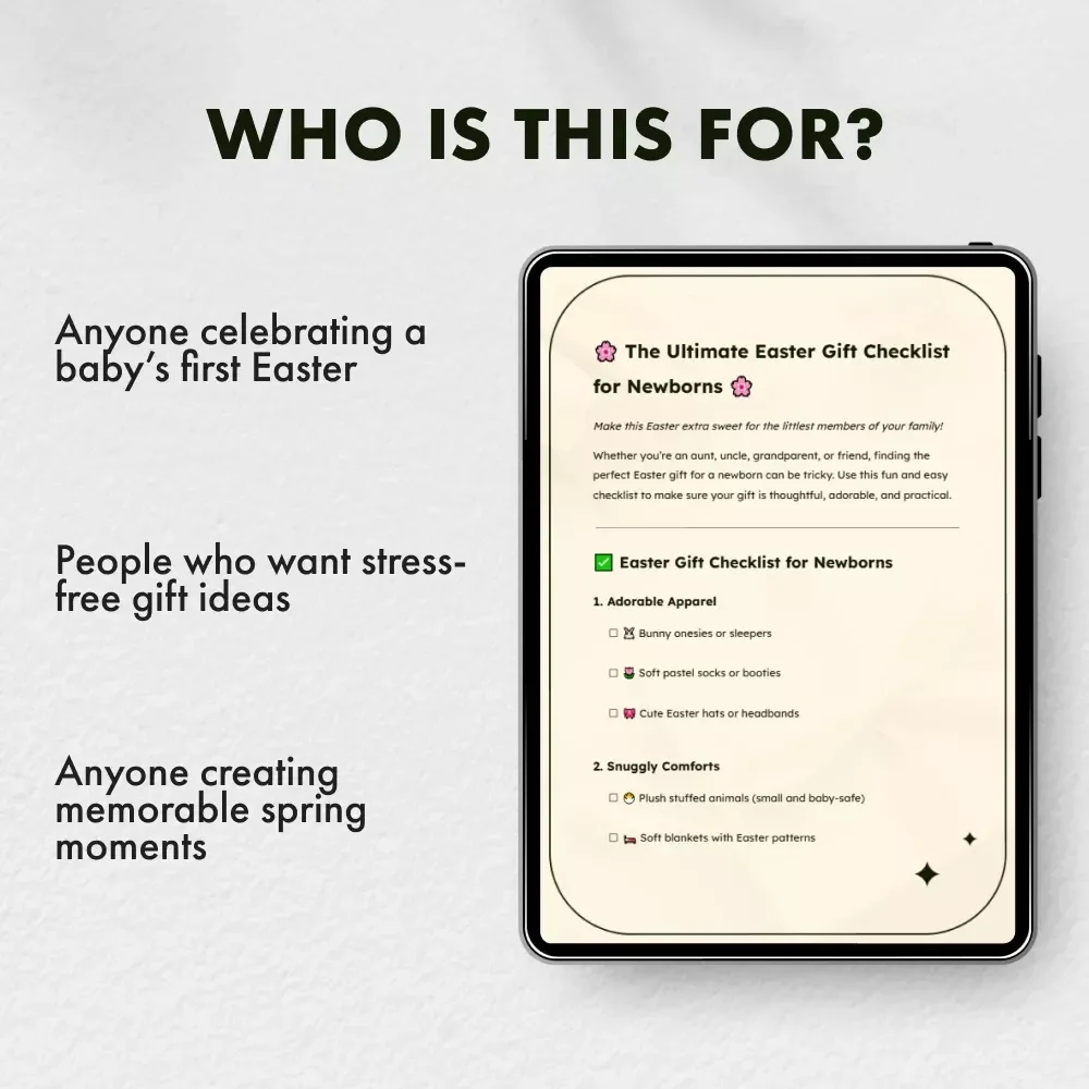 The Ultimate Easter Gift Checklist for Newborns | Printable Digital Download | Easter Gifts for Newborns | Baby Shower & First Easter Gift Guide