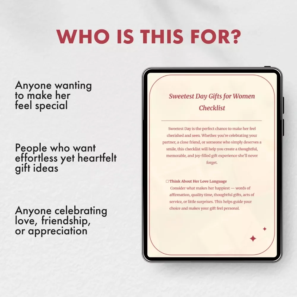 Sweetest Day Gifts for Women Checklist | Printable Gift Planning Guide | Romantic & Thoughtful Gift Ideas for Her | Digital Download