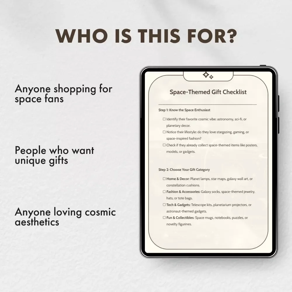 Space-Themed Gift Checklist | Ultimate Digital Download for Space Lovers | Cosmic Gift Ideas for Astronomy, Sci-Fi & Galaxy Decor Fans