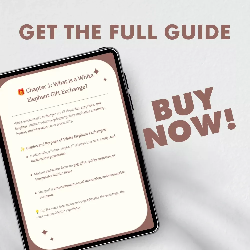 Gift Ideas for White Elephant | Fun Holiday Party eBook | Digital Guide with white elephant gift rules, Creative Exchange Ideas & Budget Tips | Printable PDF Download