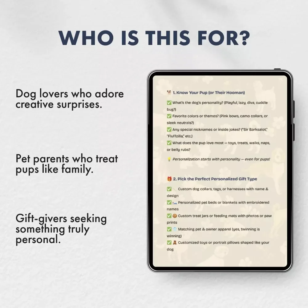 The “Pawfect” Gift for Dog – Personalized Dog Gifts Checklist | Digital Download Guide for Unique Custom Pet Presents, Dog Lovers & Gift Givers