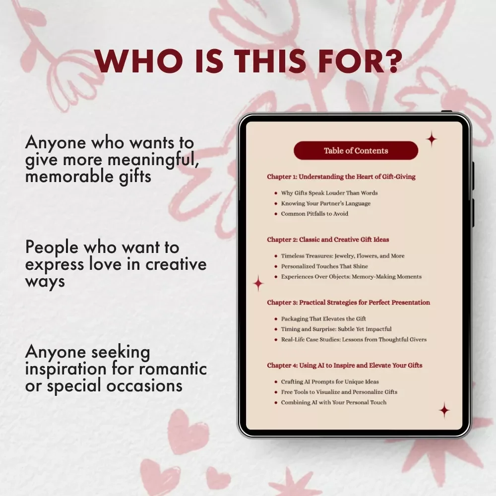 Crafting Romantic Love Gifts | Digital Download Guide for Meaningful, Personalized, and Creative Gift Ideas Using AI | Romantic Gift-Giving eBook for Couples, Anniversary, and Valentine’s Day Inspiration