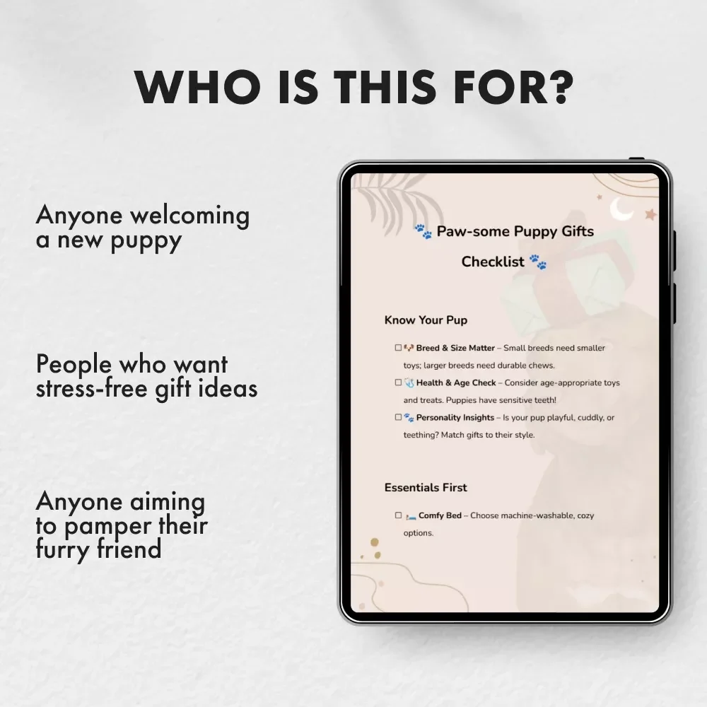 Paw-some Puppy Gifts Checklist | Digital Download | How to Choose Gifts for a New Puppy | Printable Puppy Gift Guide for New Dog Owners