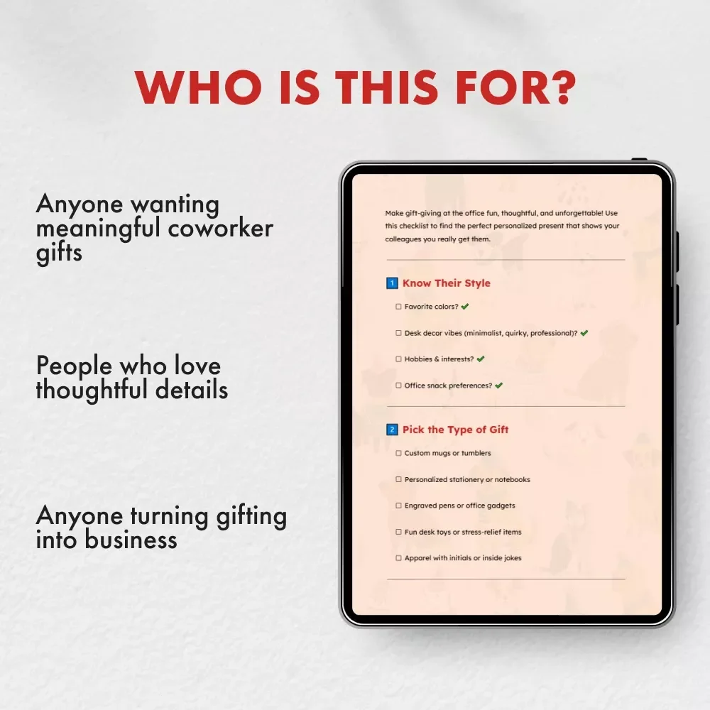 Personalized Gifts Checklist for Coworkers | Printable Digital Download | Office Gift Ideas | Thoughtful & Unique Personalized Gifts for Coworkers Guide