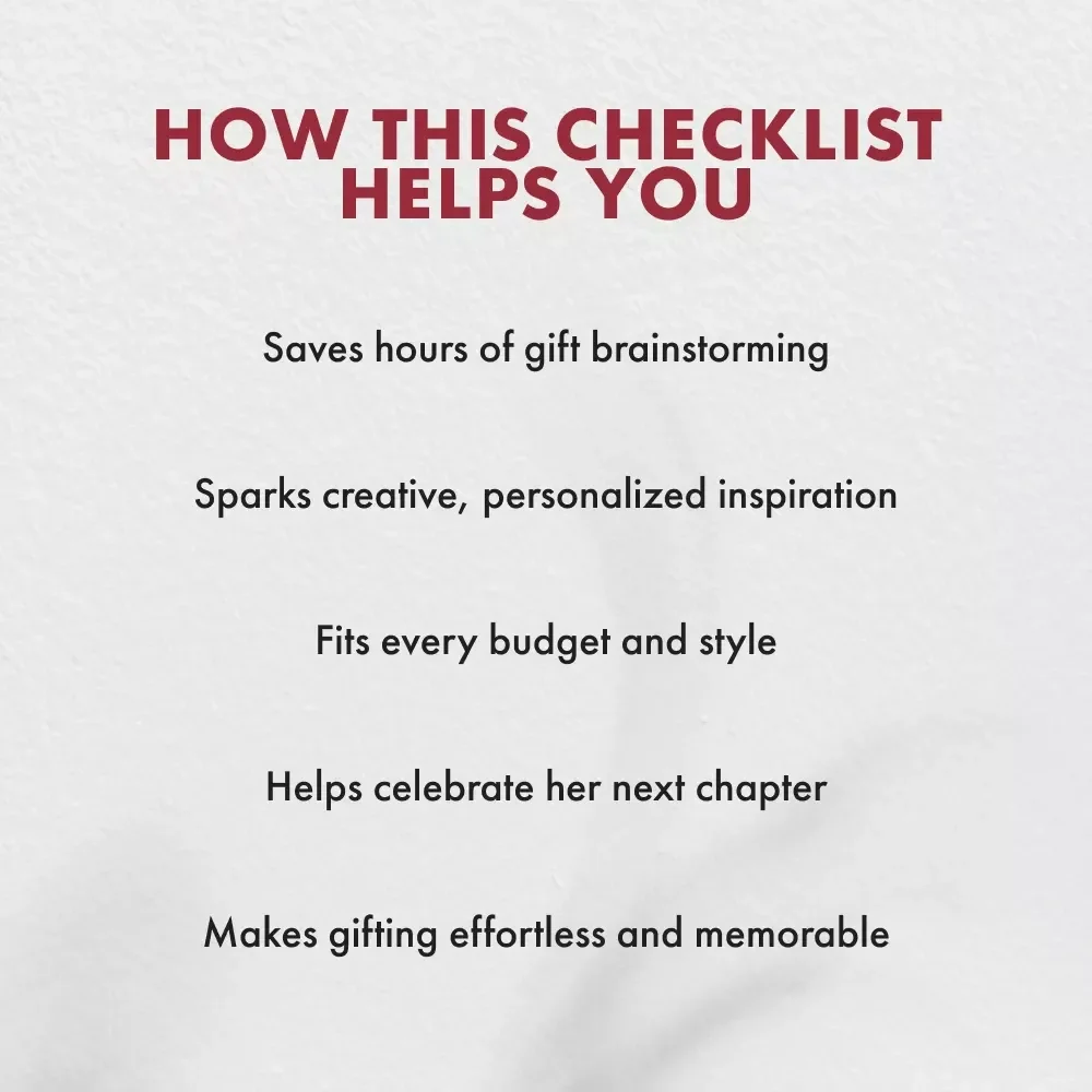 The Ultimate Graduation Gift Checklist for Her | Printable Guide for College Graduation Gifts for Her | Digital Download Gift Planner