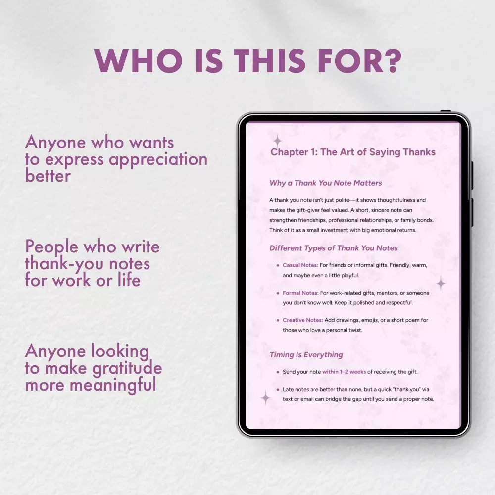 Writing Thank You Cards That Stick | How to Write Gift Thank You Notes | Printable Digital Guide for Perfect Messages