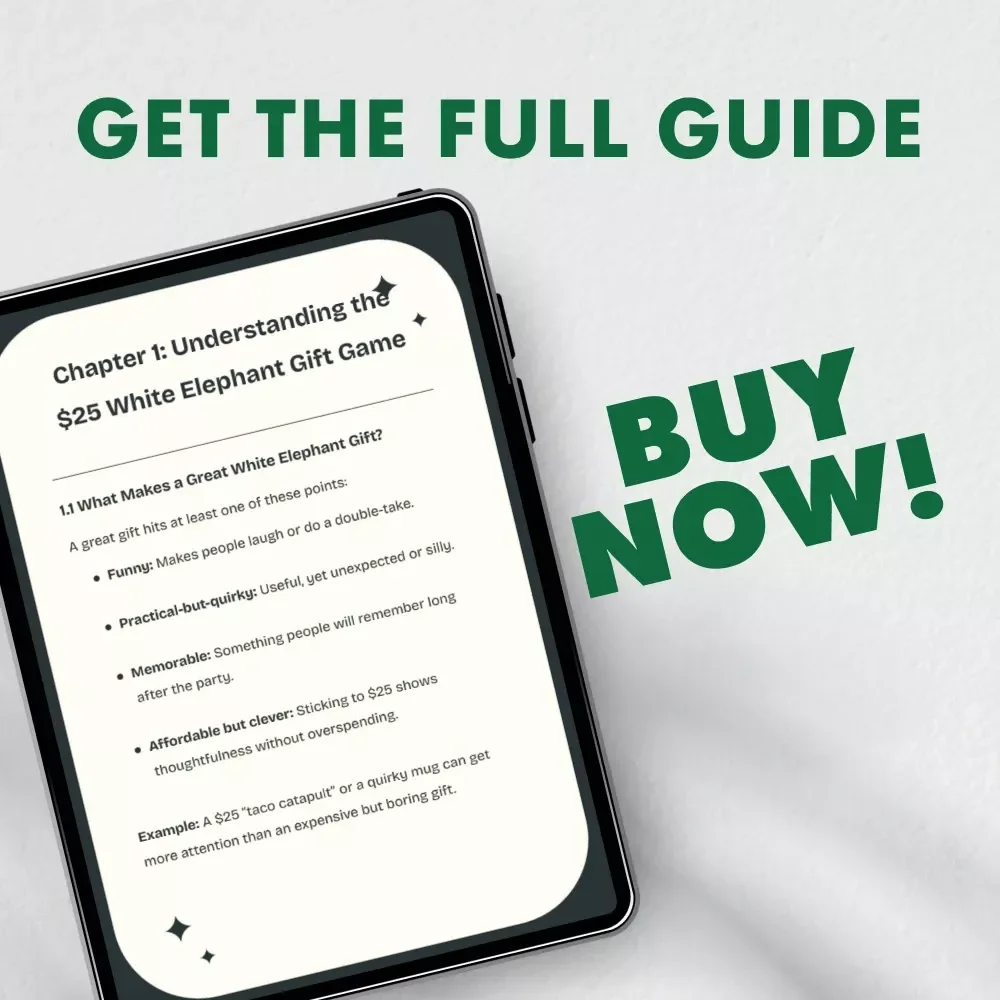 The $25 White Elephant Gifts Guide | Funny, Clever & Practical White Elephant Gift Ideas $25 | Digital Download eBook for Party Gift Exchanges
