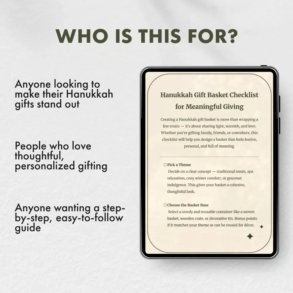 Hanukkah Gift Basket Checklist for Meaningful Giving | Festive Holiday Ideas, eBook Guide & Planner