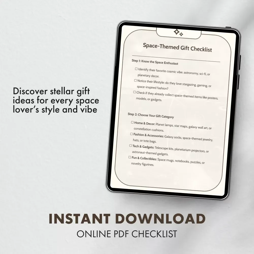 Space-Themed Gift Checklist | Ultimate Digital Download for Space Lovers | Cosmic Gift Ideas for Astronomy, Sci-Fi & Galaxy Decor Fans
