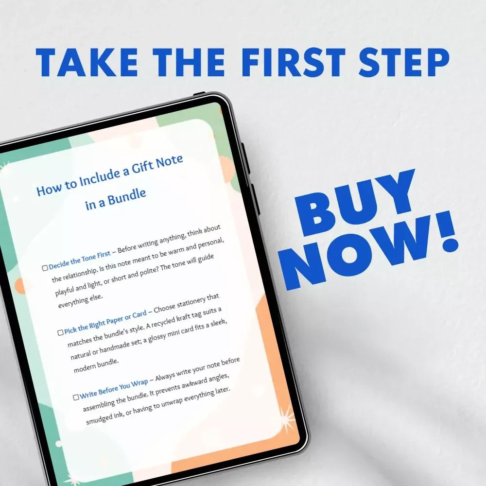 How to Include a Gift Note in a Bundle Checklist | Printable Gift Note Guide | Digital Download for Thoughtful Gifting & Bundle Presentation