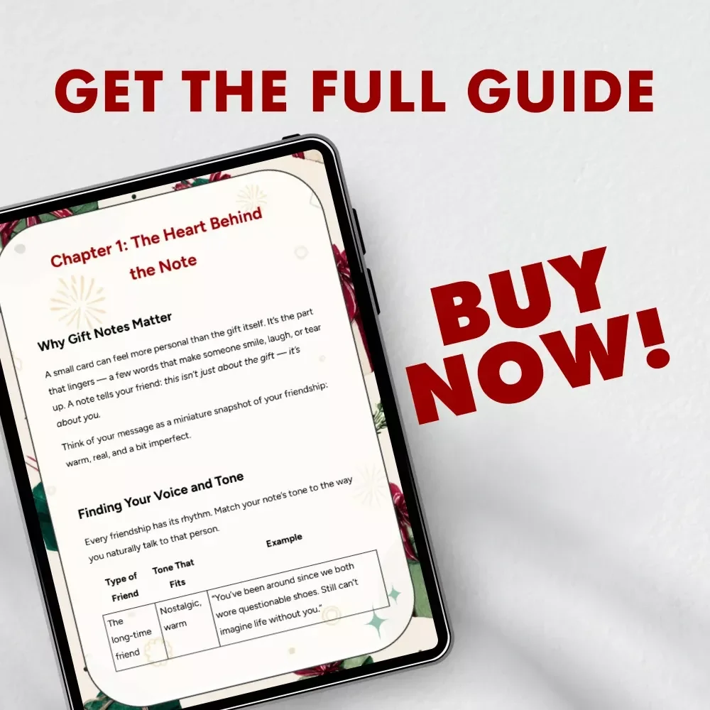 What to Write in a Gift Note for Friends | Digital Guide for Heartfelt Messages, Short Notes, and AI Writing Prompts | Perfect for Thoughtful Gift-Givers