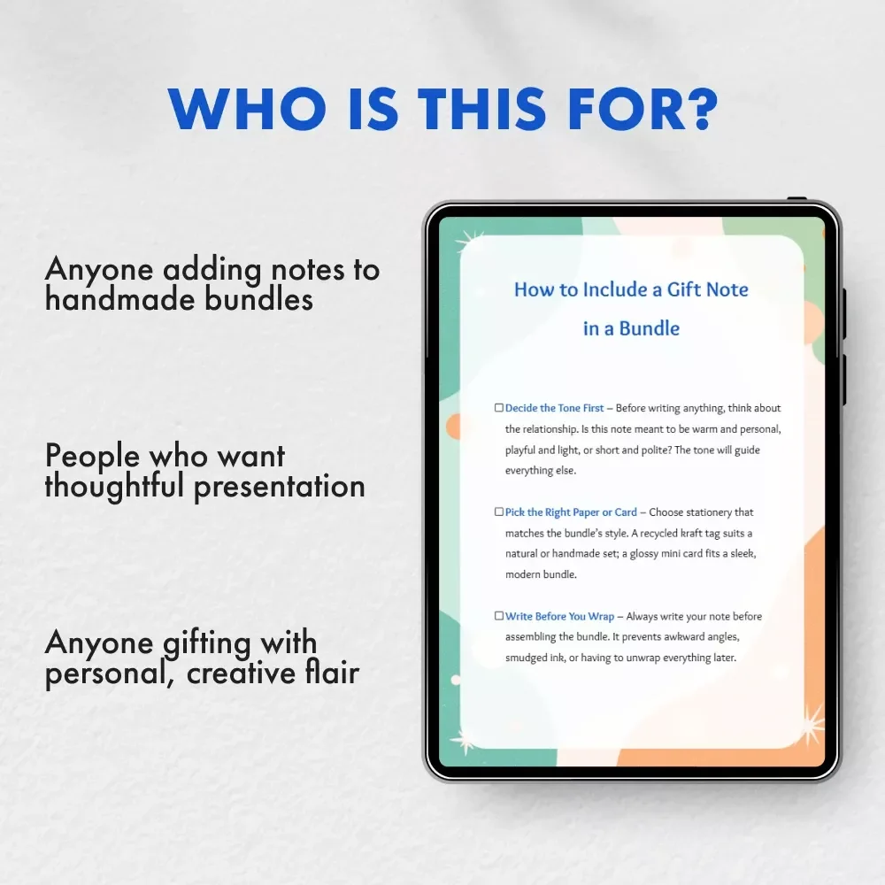 How to Include a Gift Note in a Bundle Checklist | Printable Gift Note Guide | Digital Download for Thoughtful Gifting & Bundle Presentation