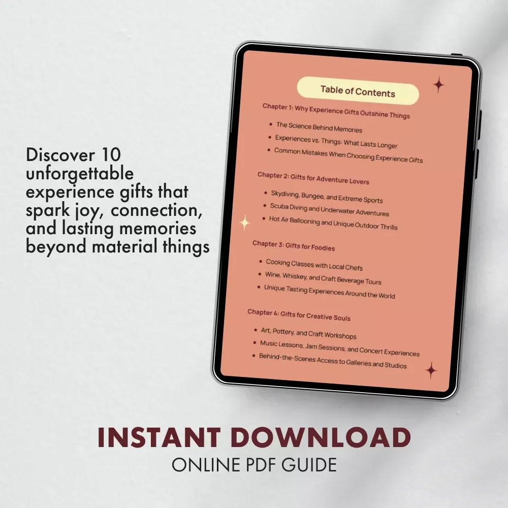 10 Gifts That Create Unforgettable Experiences | Top 10 Experience Gifts eBook | Unique Gift Ideas for Every Personality | Digital Download Guide for Meaningful, Memory-Making Presents