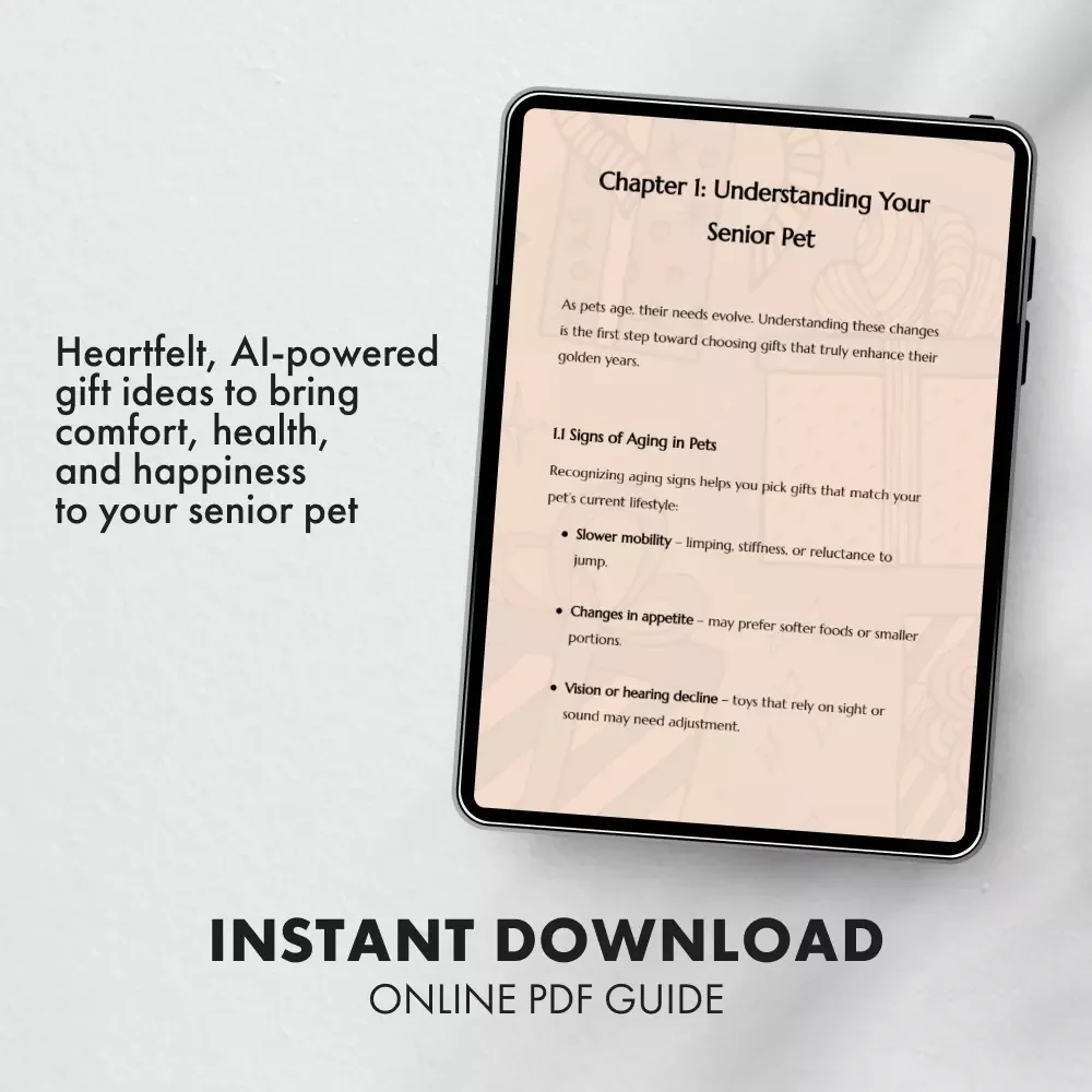 Thoughtful Presents for Your Senior Pet | Digital Guide on What to Get a Senior Pet | Perfect eBook for Pet Lovers & Caregivers of Aging Dogs & Cats | Gift Ideas, Comfort, and Wellness Tips