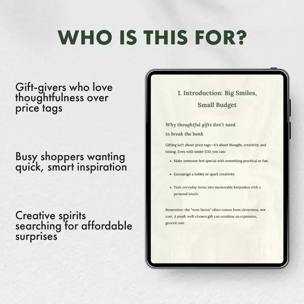 Gifts Under $30 That Delight | Top Gifts Under $30 eBook | Affordable Gift Ideas for Every Occasion | Budget-Friendly Digital Gift Guide