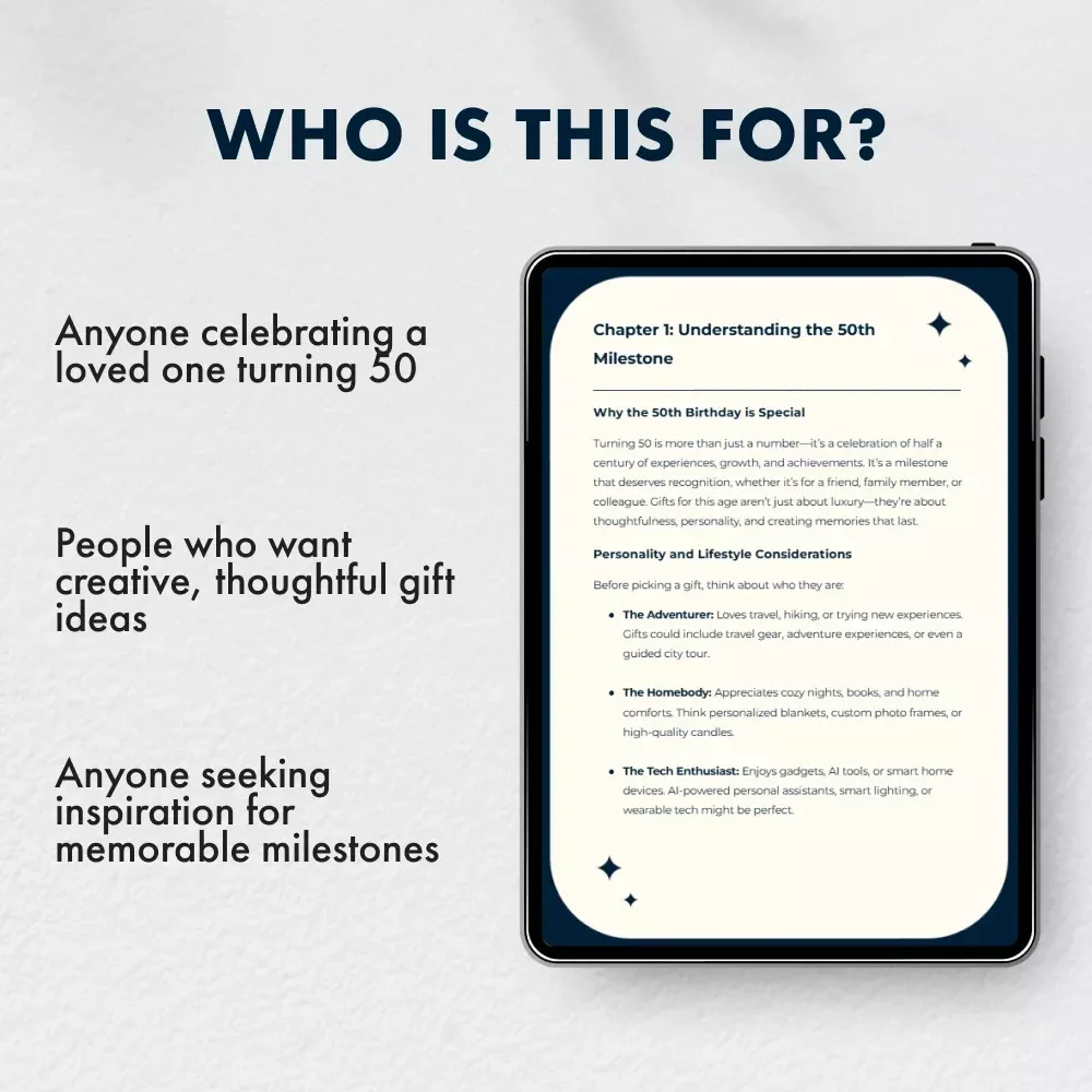 Fabulous at 50: Creative Gift Ideas to Celebrate the Big Milestone | 50th Birthday Gift Ideas Guide, eBook & Digital Download for Her & Him
