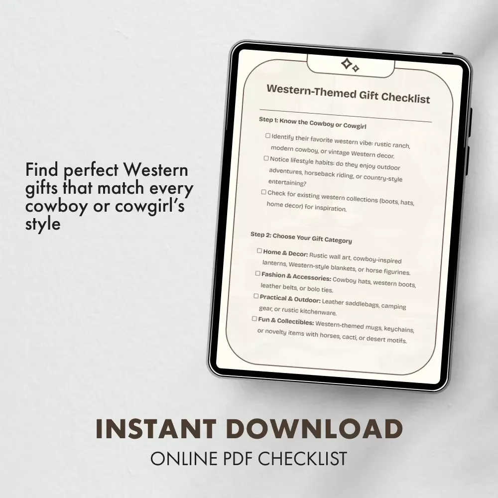 Western-Themed Gift Checklist | Printable Digital Download for Western Themed Gifts | Cowboy & Cowgirl Gift Guide