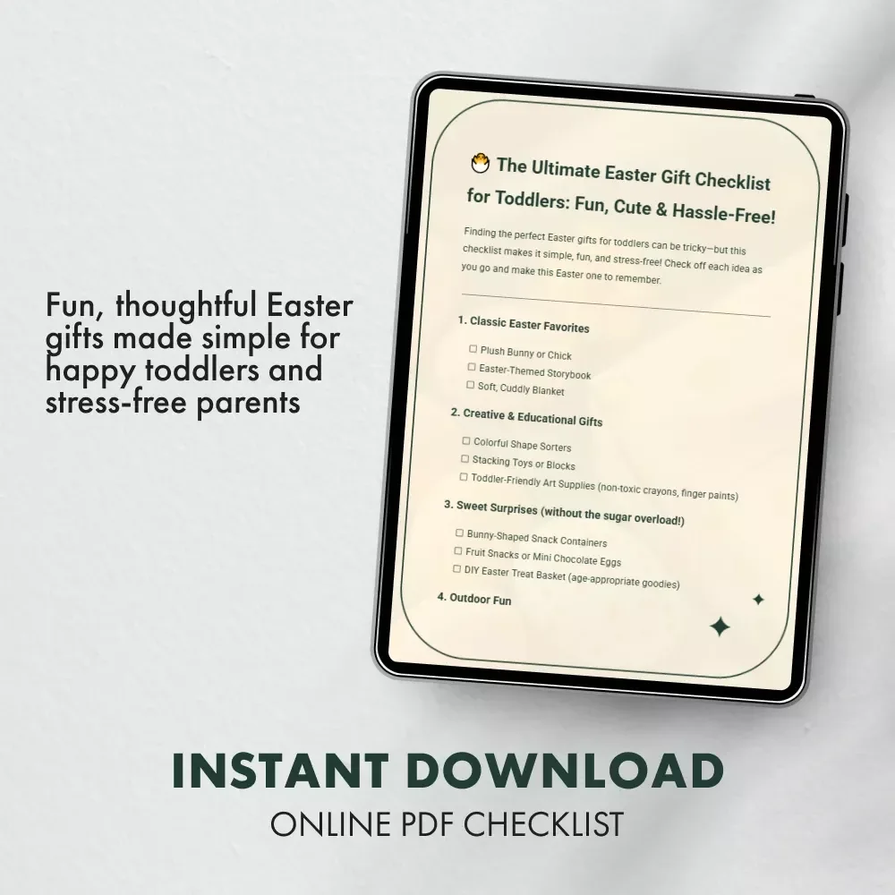 The Ultimate Easter Gift Checklist for Toddlers: Fun, Cute & Hassle-Free! | Printable Easter Gifts for Toddlers Guide | Digital Download Easter Gift Planner for Parents