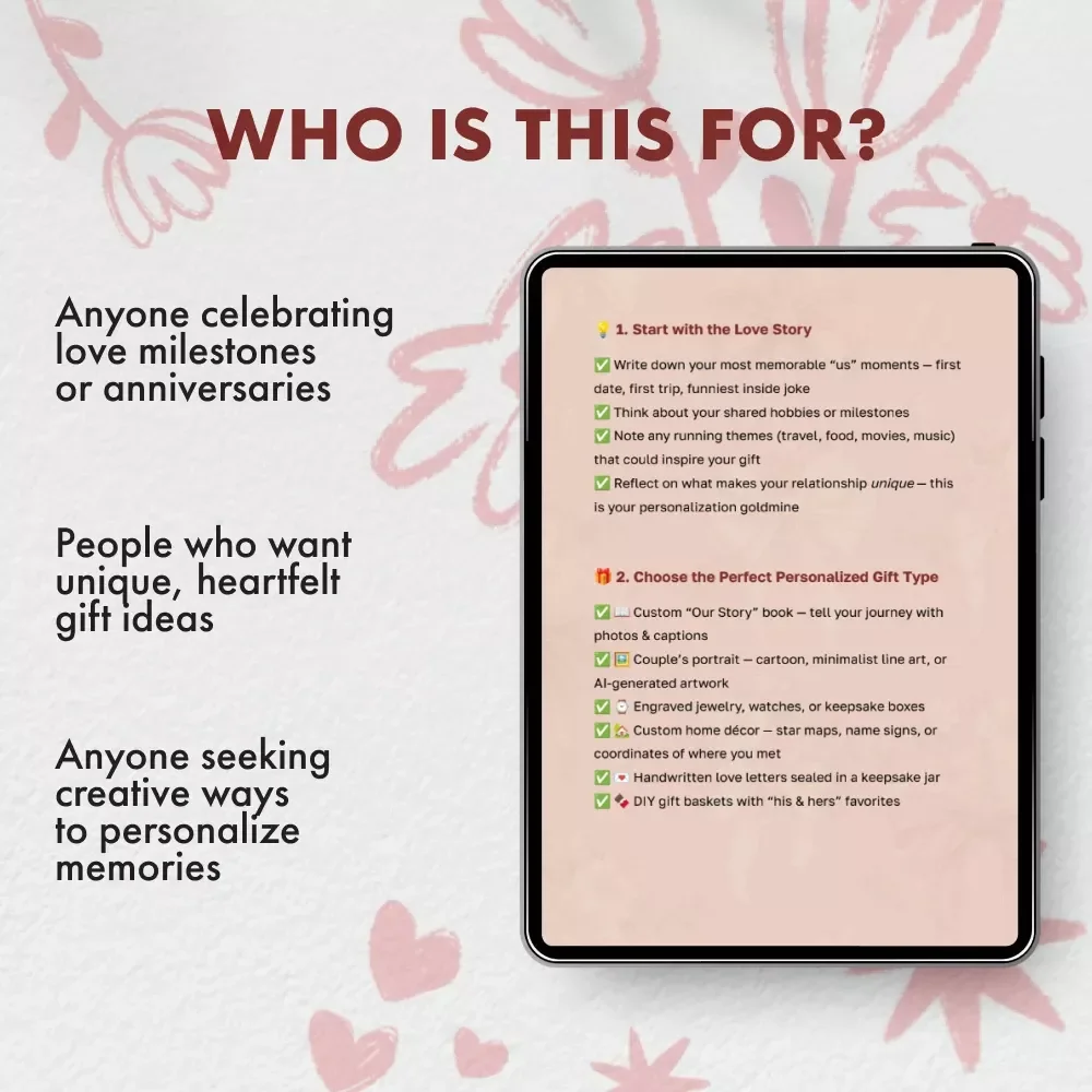 Anniversary Gifts That Spark Romance & Memories | Printable Personalized Anniversary Gifts Checklist | Romantic Digital Download for Couples