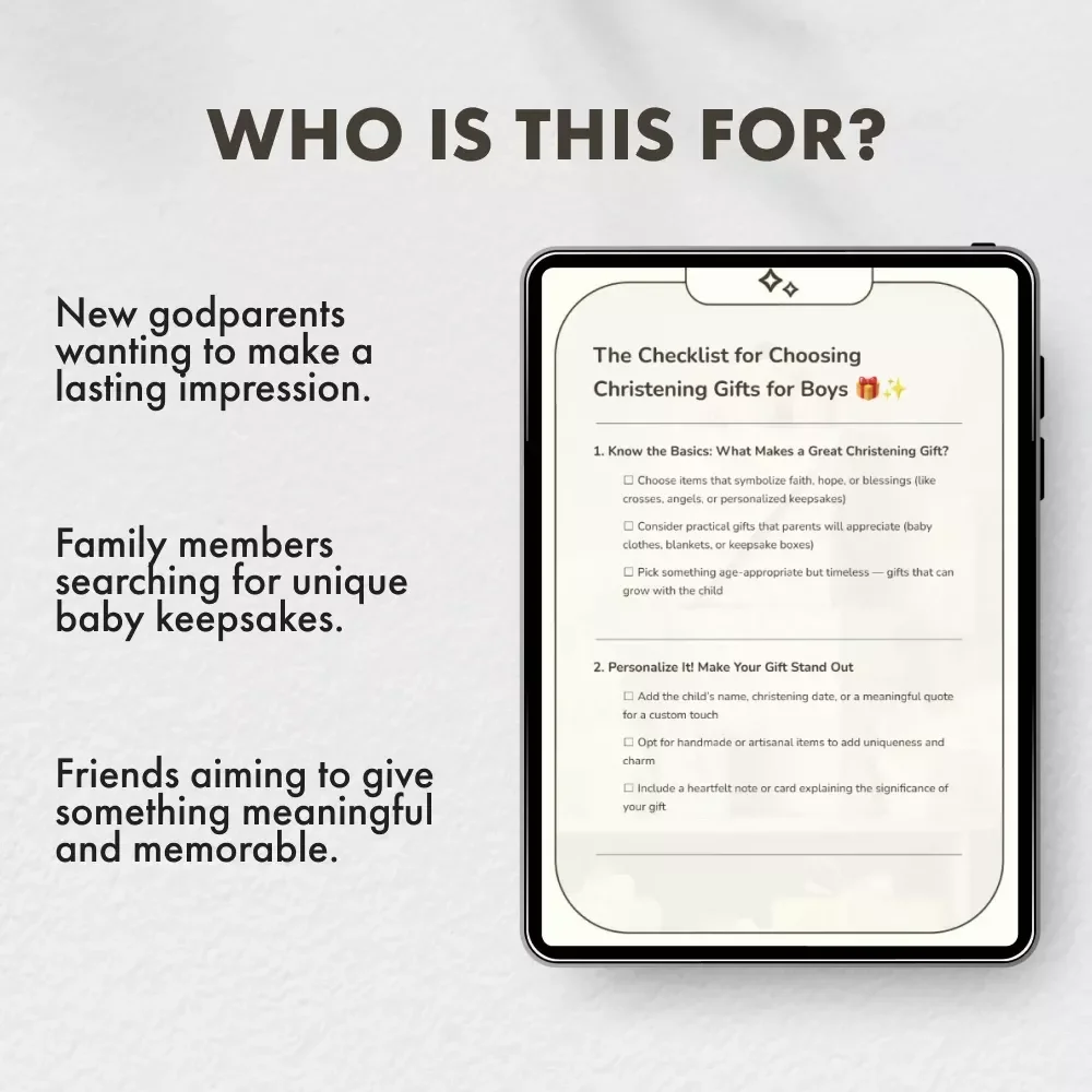 The Checklist for Choosing Christening Gifts for Boys | Printable Digital Download | Thoughtful Baby Boy Baptism Gift Guide, Keepsake, or eBook
