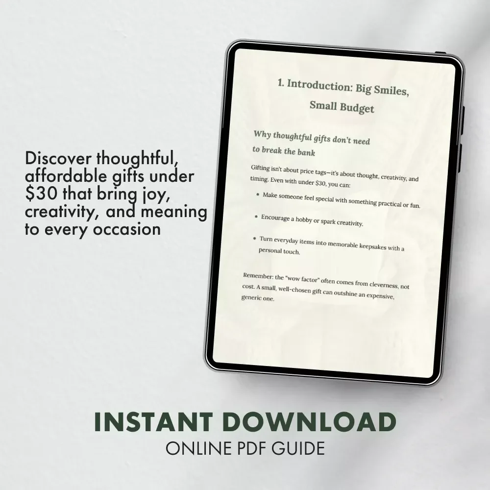 Gifts Under $30 That Delight | Top Gifts Under $30 eBook | Affordable Gift Ideas for Every Occasion | Budget-Friendly Digital Gift Guide
