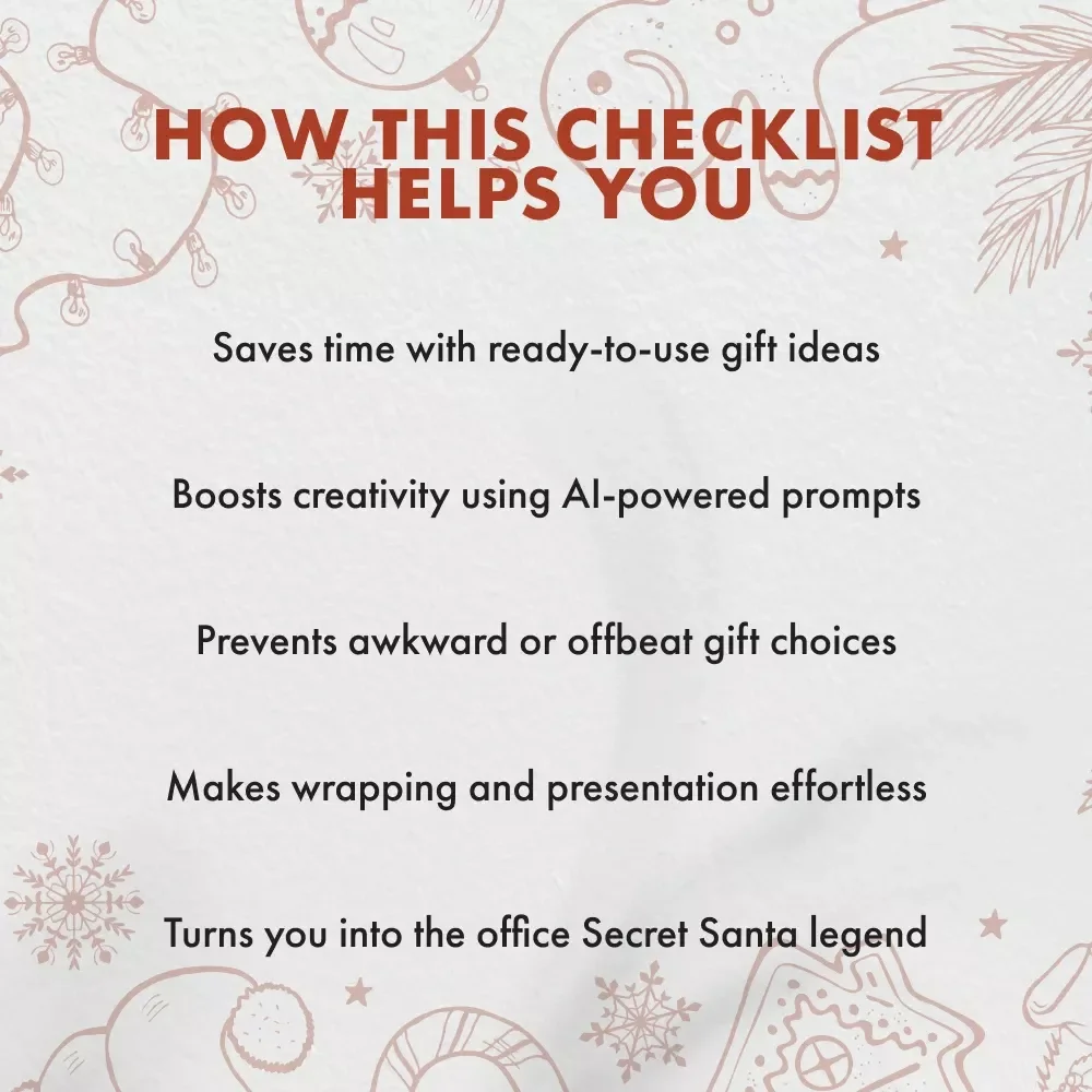 Secret Santa Gift Checklist for Coworkers | Printable Holiday Gift Guide | Fun & Easy Secret Santa Gift Ideas for Coworkers | Digital Download