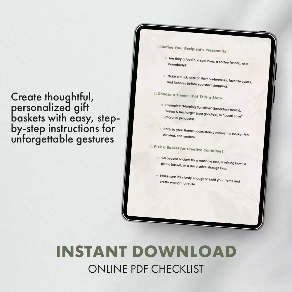 How to Create a Memorable Gesture | Gift Basket Guide | Digital Download | DIY Thoughtful Gift Ideas | Step-by-Step eBook for Meaningful Giving