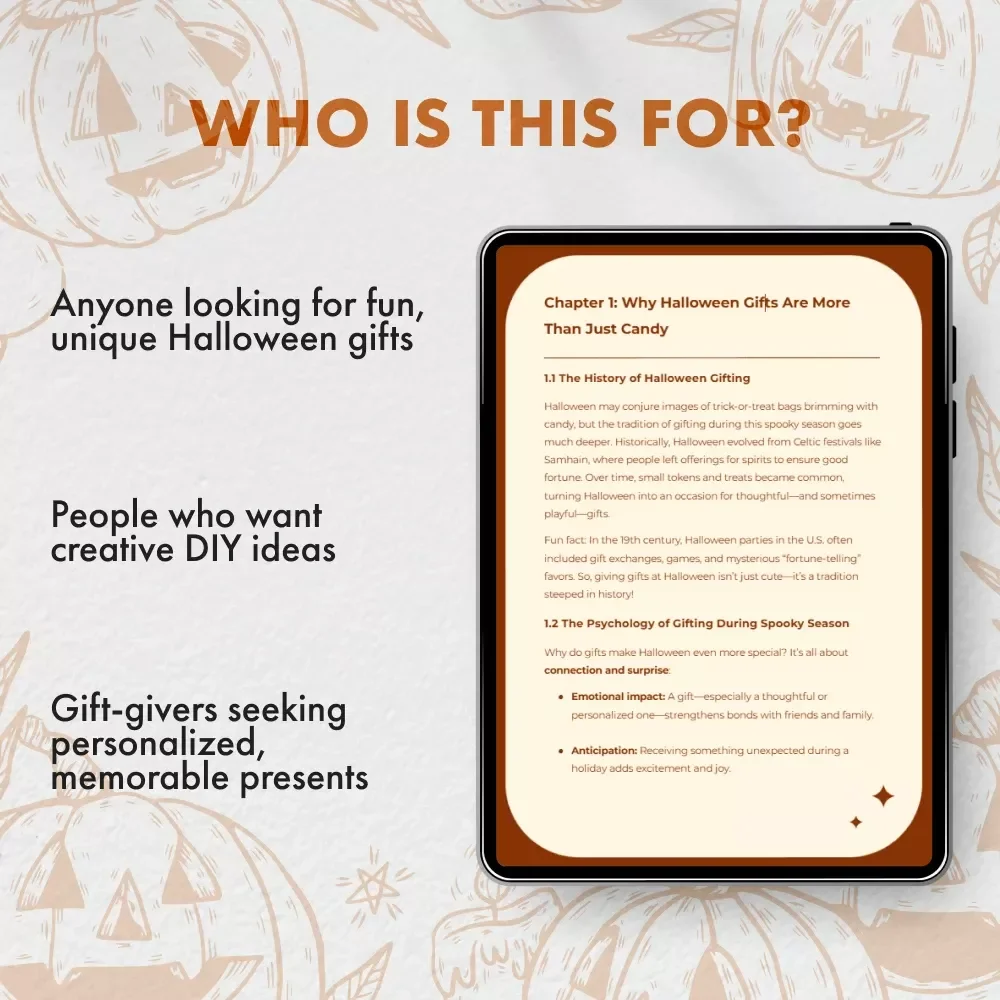 Spooktacular Surprises: The Ultimate Guide to Halloween Gifts | Digital Download eBook for Halloween Lovers, DIY Gift Ideas, and Trendy Spooky Season Inspiration