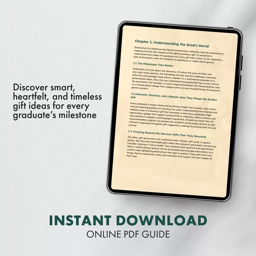 Trendy and Timeless Gifts for Every Grad | Graduation Gifts eBook | Digital Download Guide for Thoughtful Gift Ideas