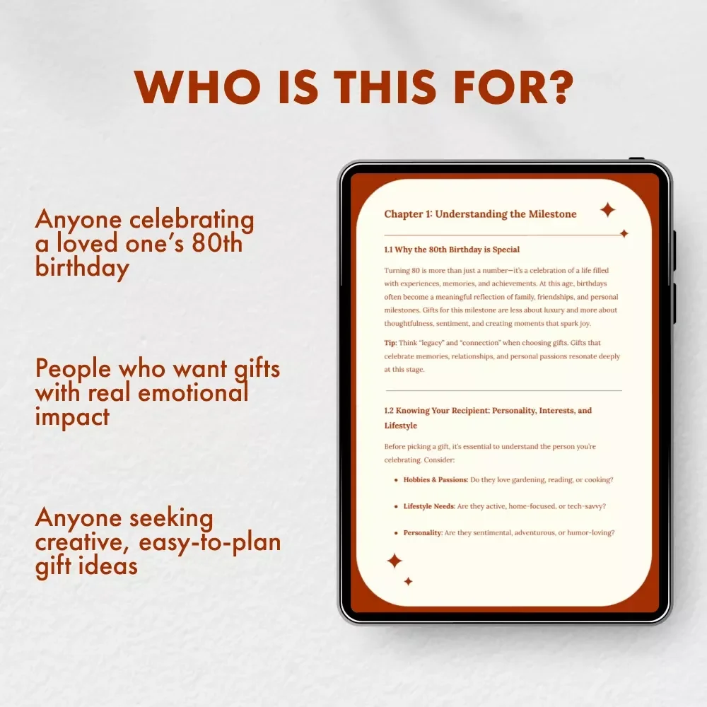 Timeless Treasures: Creative & Thoughtful 80th Birthday Gifts | Digital Guide for Meaningful, Personalized, and Heartfelt 80th Birthday Gift Ideas