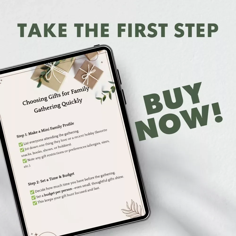 Choosing Gifts for Family Gathering Quickly | Printable Checklist for How to Choose Gifts Quickly for a Family Gathering | Instant Digital Download Guide