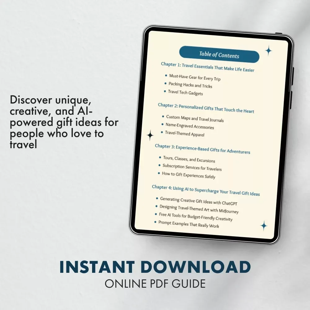 Perfect Gifts for People Who Love to Travel | Digital Gift Guide for Travelers, Wanderlust Lovers, and Adventure Seekers | eBook, Printable PDF, Gift Ideas Using AI Tools