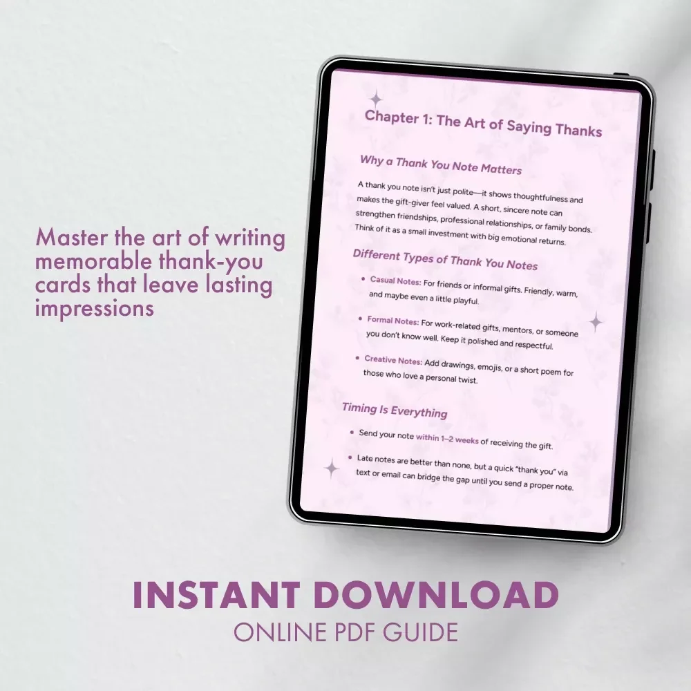Writing Thank You Cards That Stick | How to Write Gift Thank You Notes | Printable Digital Guide for Perfect Messages