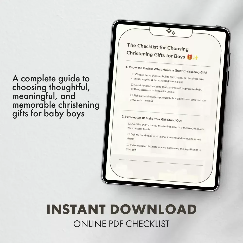 The Checklist for Choosing Christening Gifts for Boys | Printable Digital Download | Thoughtful Baby Boy Baptism Gift Guide, Keepsake, or eBook