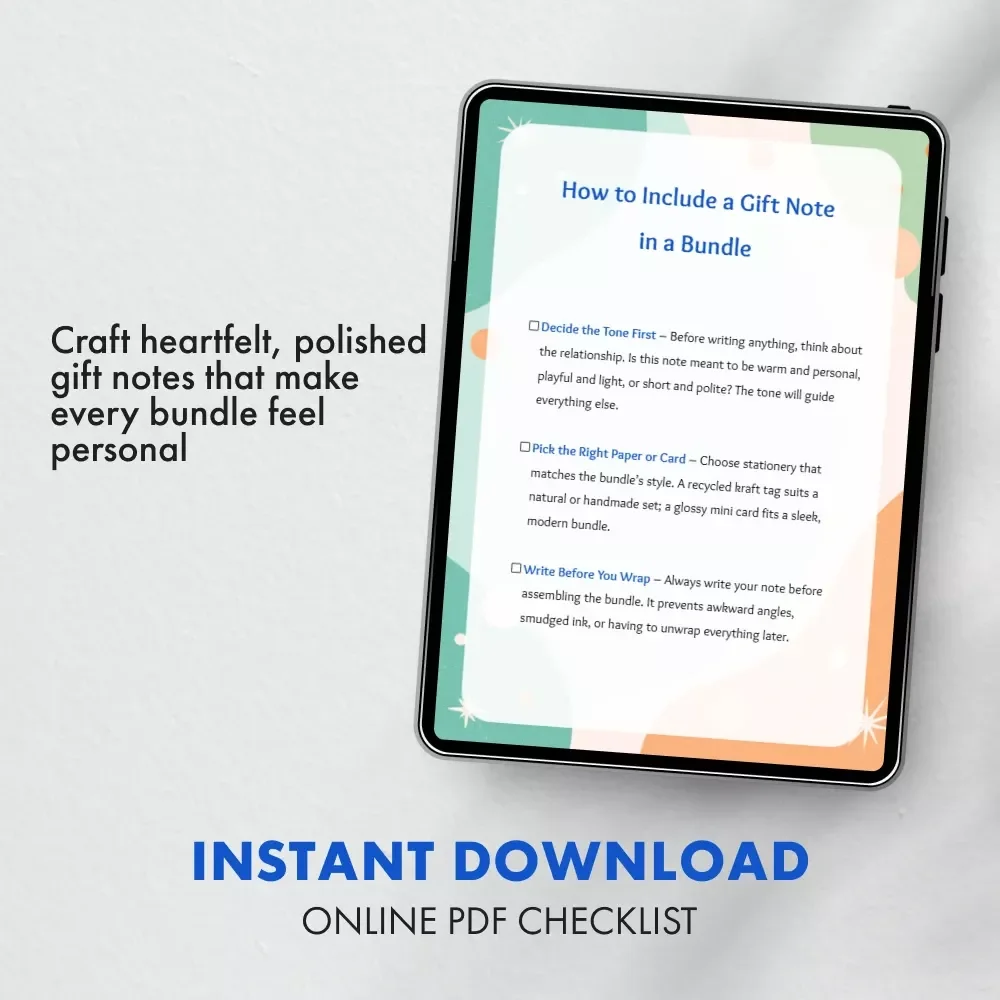 How to Include a Gift Note in a Bundle Checklist | Printable Gift Note Guide | Digital Download for Thoughtful Gifting & Bundle Presentation