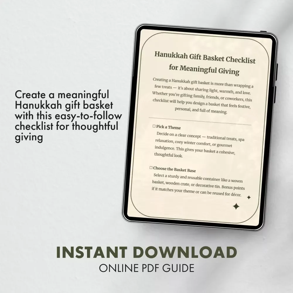 Hanukkah Gift Basket Checklist for Meaningful Giving | Festive Holiday Ideas, eBook Guide & Planner
