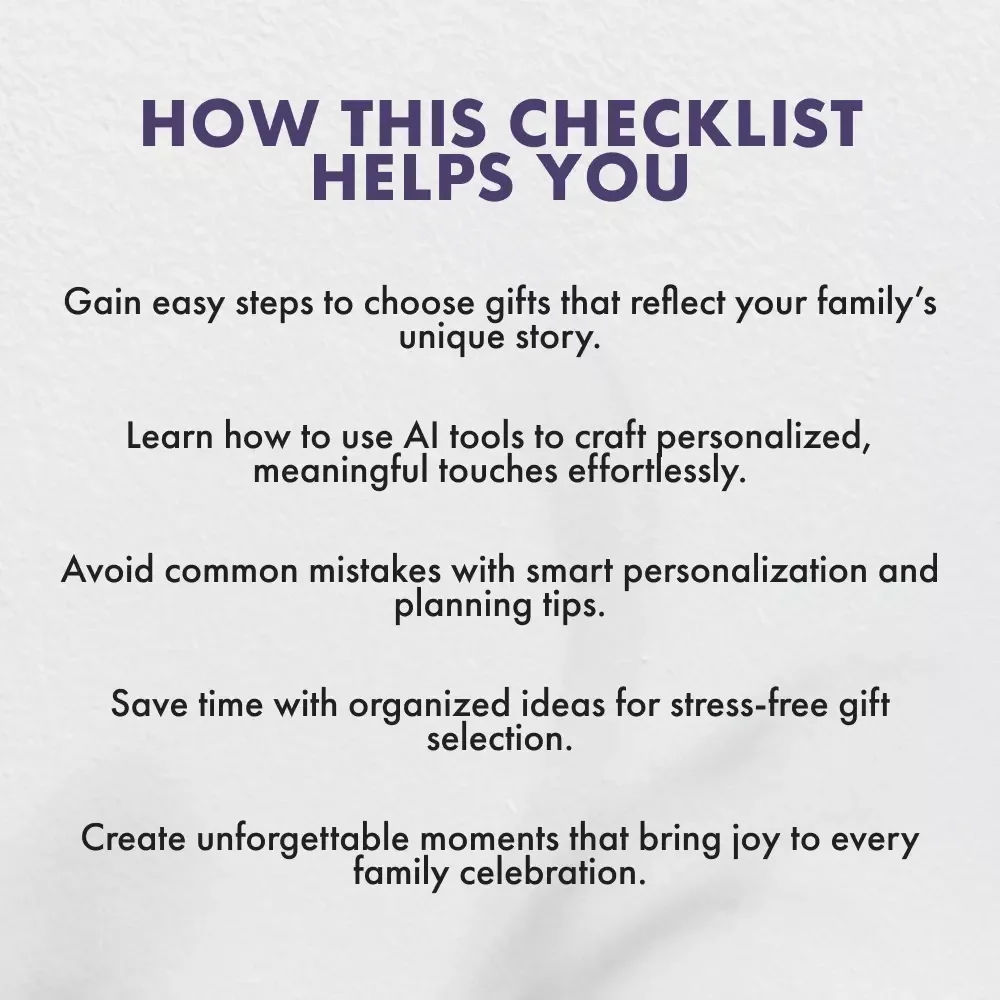 Family Gifts That Warm Hearts & Create Memories | Personalized Family Gifts Checklist | Digital Download eBook & Guide for Thoughtful Gift Ideas