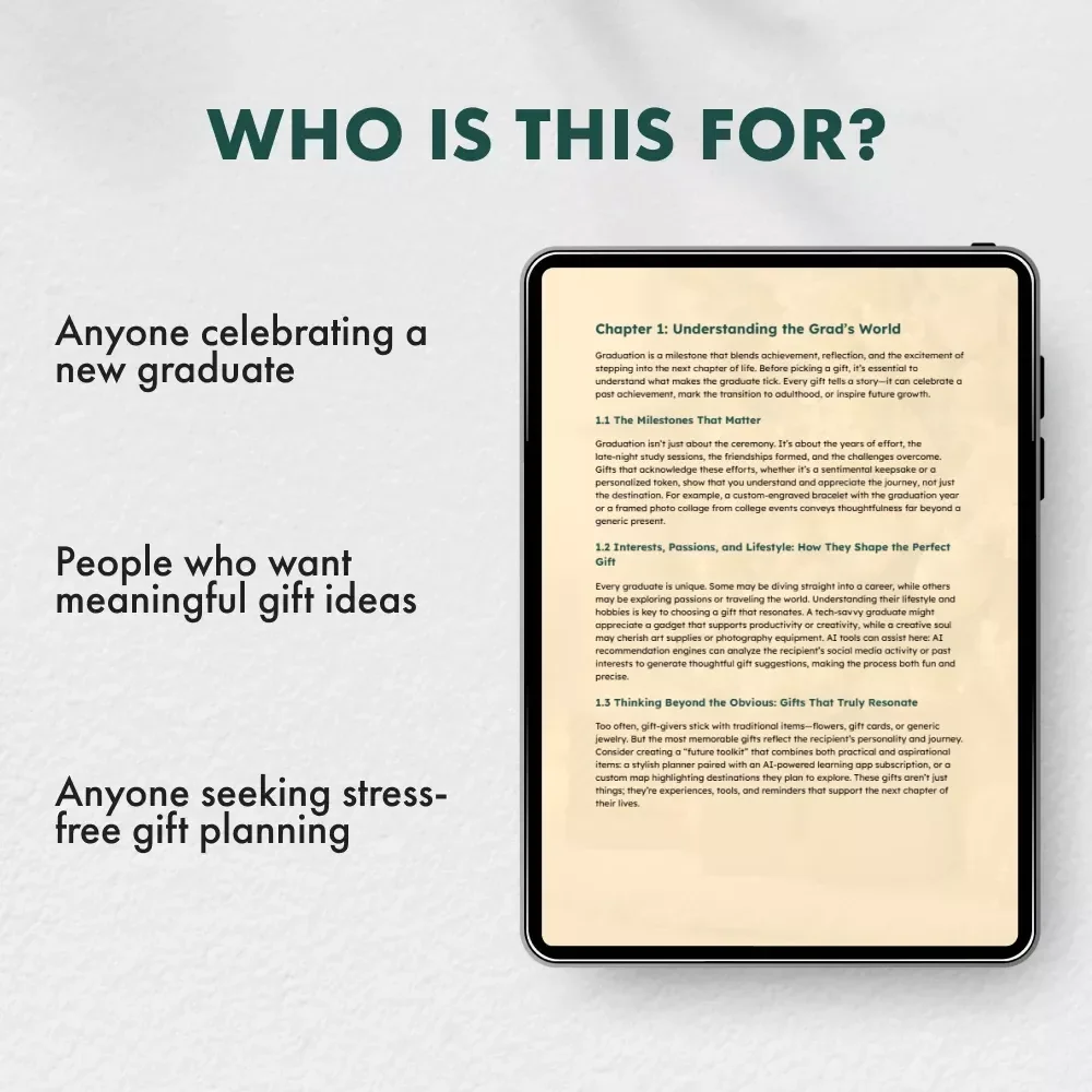 Trendy and Timeless Gifts for Every Grad | Graduation Gifts eBook | Digital Download Guide for Thoughtful Gift Ideas