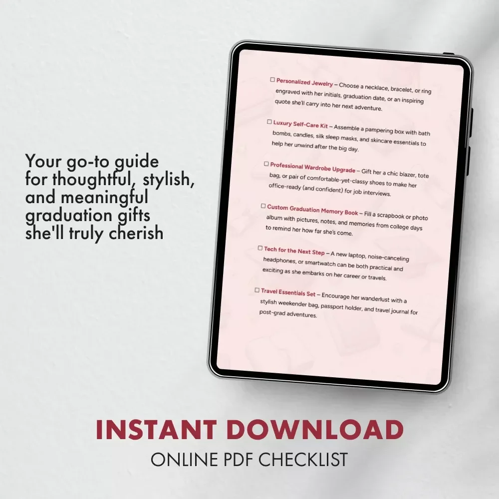 The Ultimate Graduation Gift Checklist for Her | Printable Guide for College Graduation Gifts for Her | Digital Download Gift Planner