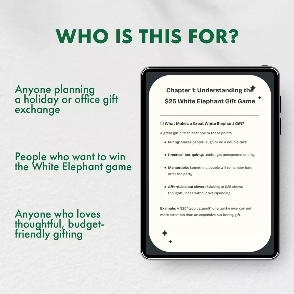 The $25 White Elephant Gifts Guide | Funny, Clever & Practical White Elephant Gift Ideas $25 | Digital Download eBook for Party Gift Exchanges