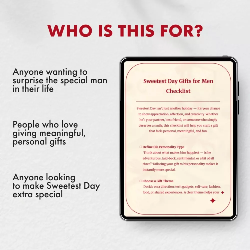 Sweetest Day Gifts for Men Checklist | Digital Download | Romantic & Thoughtful Gift Ideas for Him